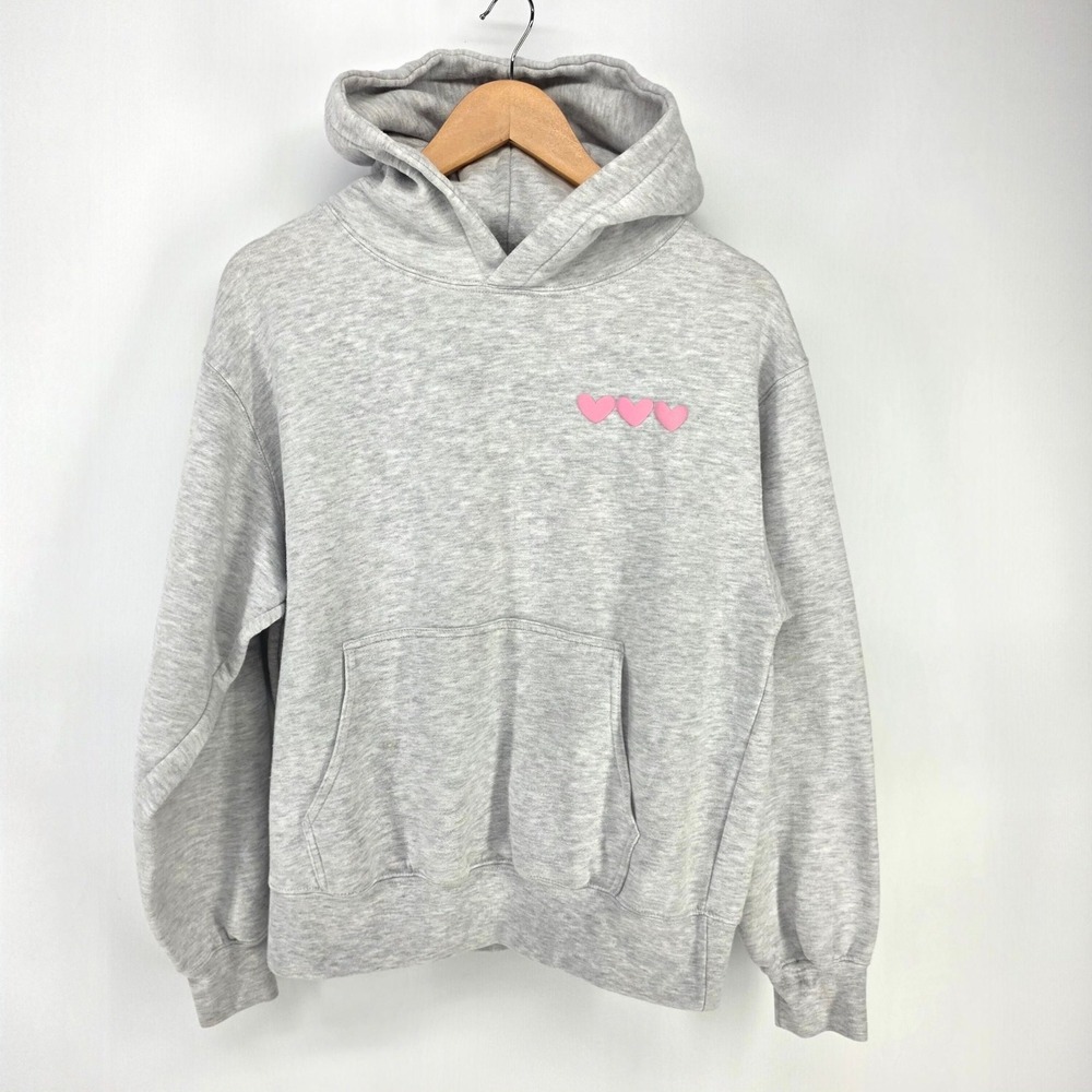 Reflex Hoodie Womens M Gray Jesus Loves You Heart Graphic Puff Print Pullover